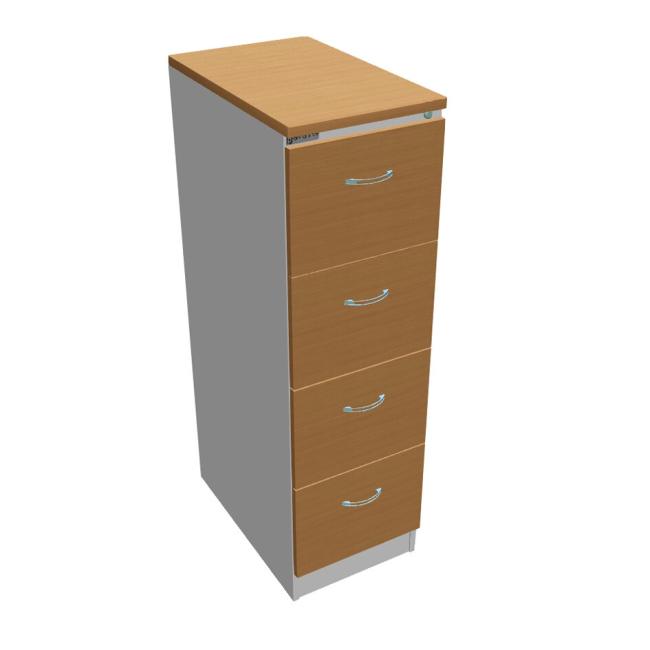 OP four-drawer filing cabinet, 41.6x134.5x64 cm, beech/grey