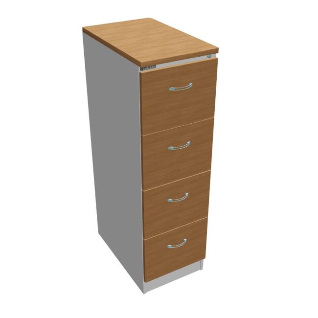 [ON411140] OP four-drawer filing cabinet, 41.6x134.5x64 cm, oak/grey