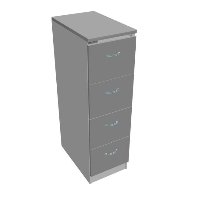 OP four-drawer filing cabinet, 41.6x134.5x64 cm, gray/grey