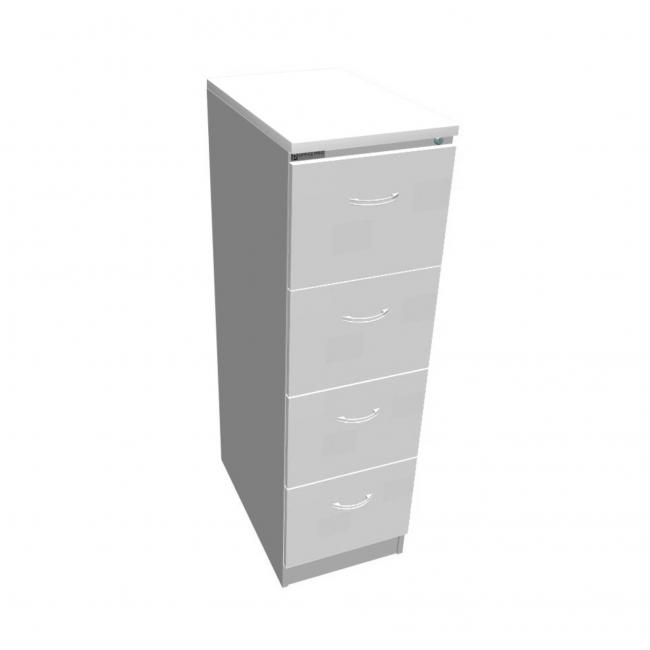[ON411190] OP four-drawer filing cabinet, 41.6x134.5x64 cm, white/grey