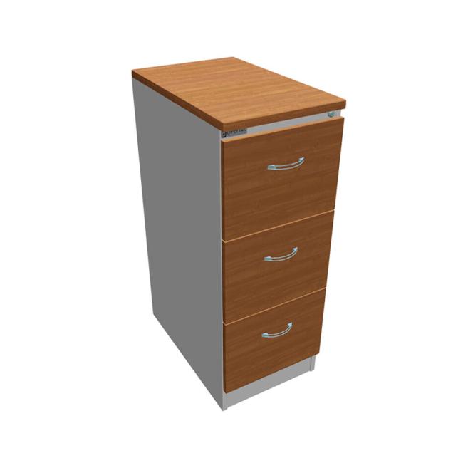 Three-drawer filing cabinet OP, 41.6x104x64 cm, alder/grey