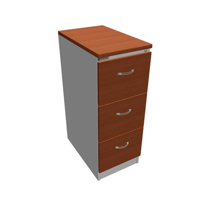 Three-drawer filing cabinet OP, 41.6x104x64 cm, cherry/grey