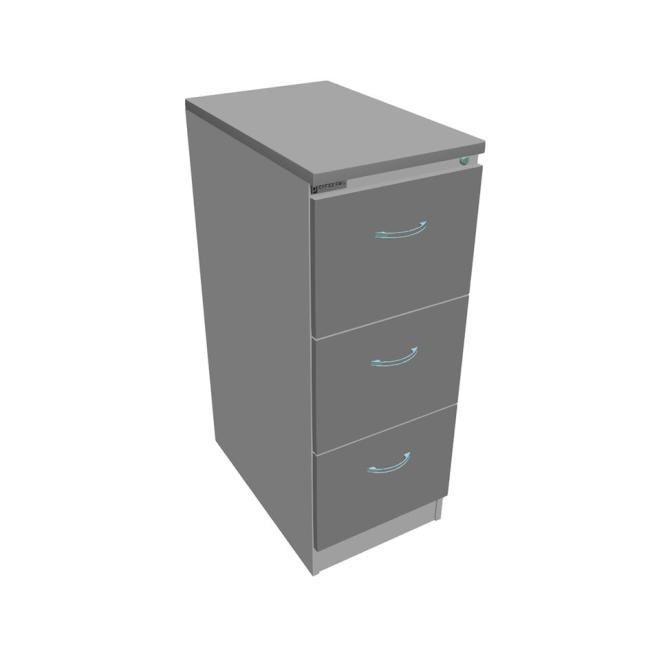 Three-drawer filing cabinet OP, 41.6x104x64 cm, gray/grey