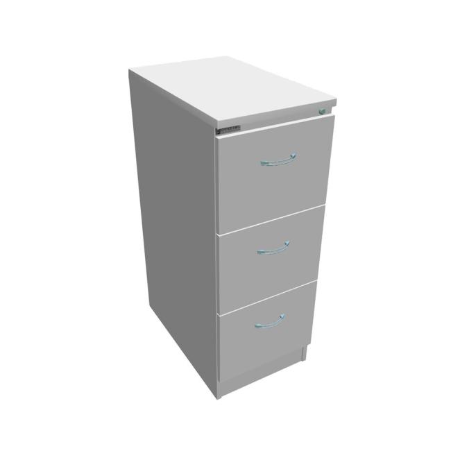 Three-drawer filing cabinet OP, 41.6x104x64 cm, white/grey