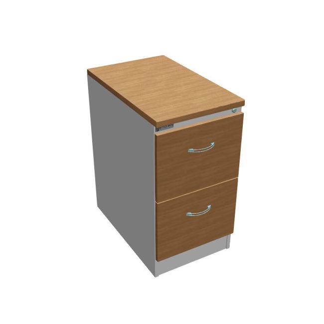 Two-drawer filing cabinet OP, 41.6x73.5x64 cm, oak/grey