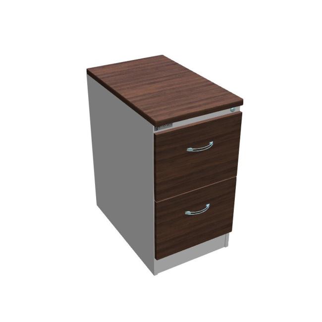 Two-drawer filing cabinet OP, 41.6x73.5x64 cm, walnut/grey