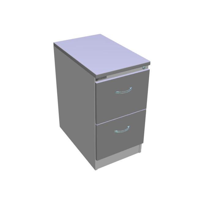 Two-drawer filing cabinet OP, 41.6x73.5x64 cm, gray/grey