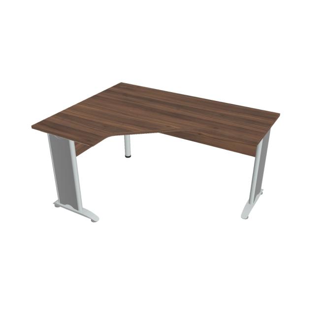 Krížový stôl, ergo, pravý, 160x75,5x120 cm, orech/kov