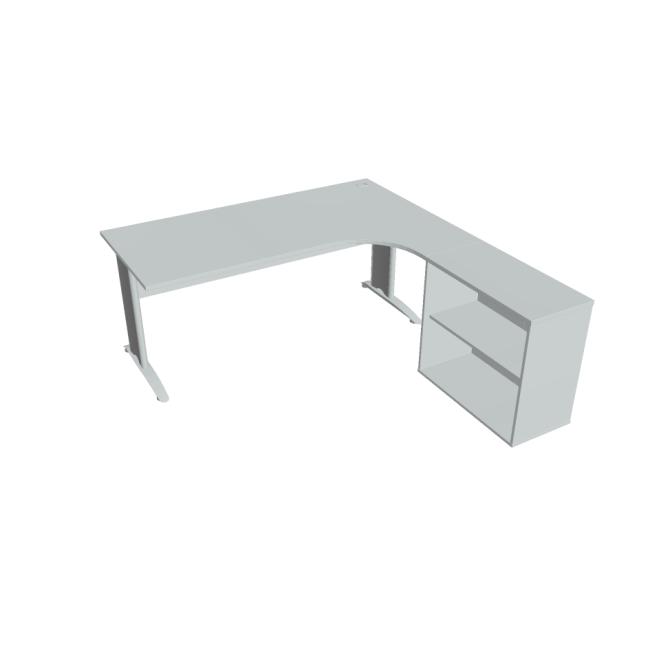 [ON418372] Cross work desk, ergo, left, 180x75.5x200 cm, grey/metal