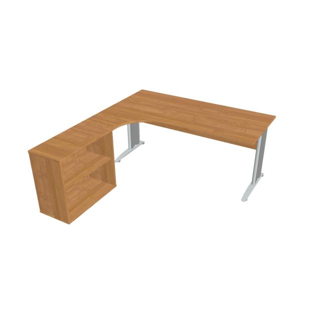 Cross desk, ergo, right, 180x75.5x200 cm, alder/metal
