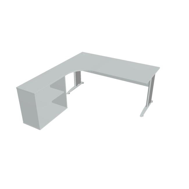 Cross work desk, ergo, right, 180x75.5x200 cm, grey/metal
