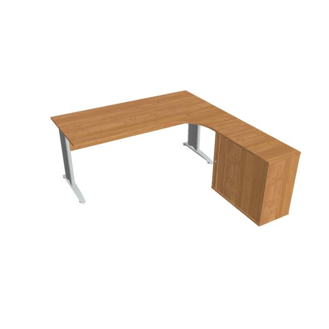 Cross work desk, ergo, left, 180x75.5x200 cm, alder/metal
