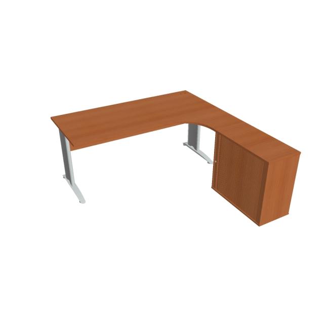 Cross desk, ergo, left, 180x75.5x200 cm, cherry/metal