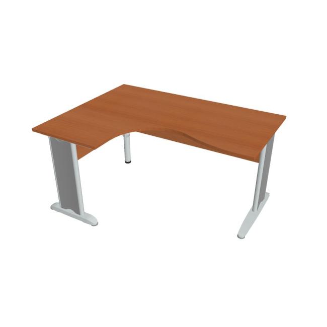 Cross desk, ergo, right, 160x75.5x120 cm, cherry/metal