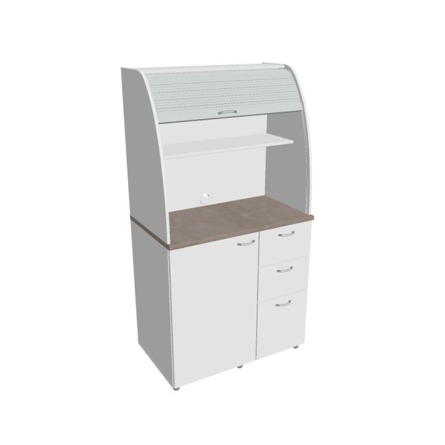 Kitchen without equipment right, 100x189.1x60 cm, white/white