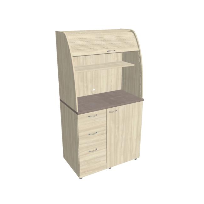 [ON450511] Kitchen with refrigerator left, 100x189.1x60 cm, agate/agate