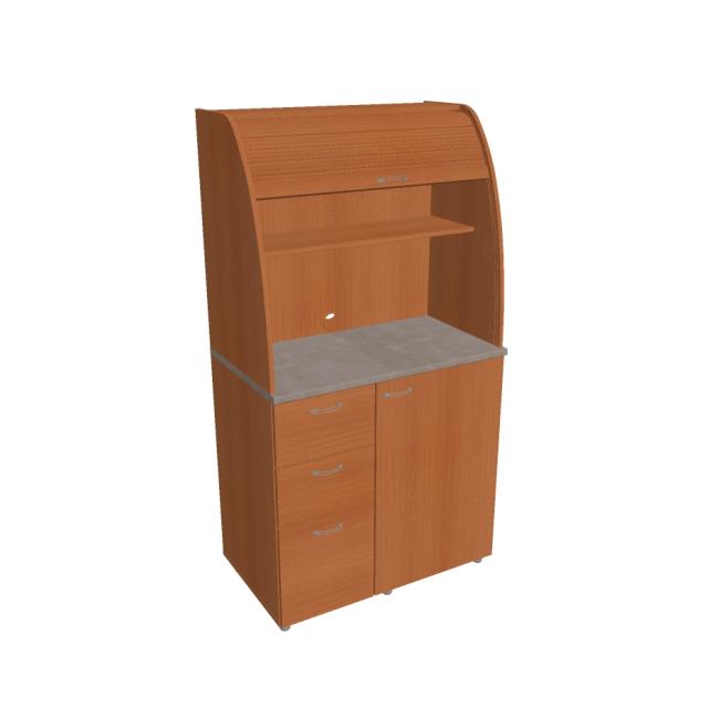 Kitchen with refrigerator left, 100x189.1x60 cm, cherry/cherry