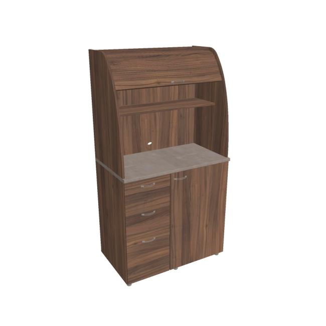 [ON450577] Kitchen with refrigerator left, 100x189.1x60 cm, walnut/walnut