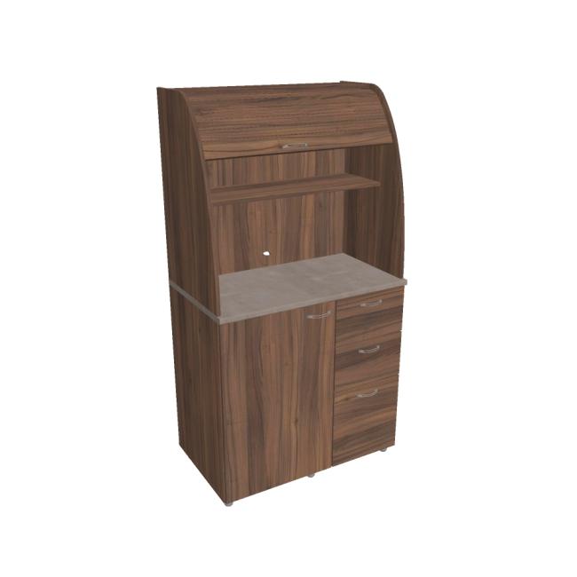 [ON450677] Kitchen with refrigerator right, 100x189.1x60 cm, walnut/walnut