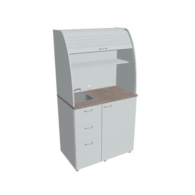 Kuchyňa s drezom, batériou a chladničkou ľavá, 100x189,1x60 cm, šedá/šedá