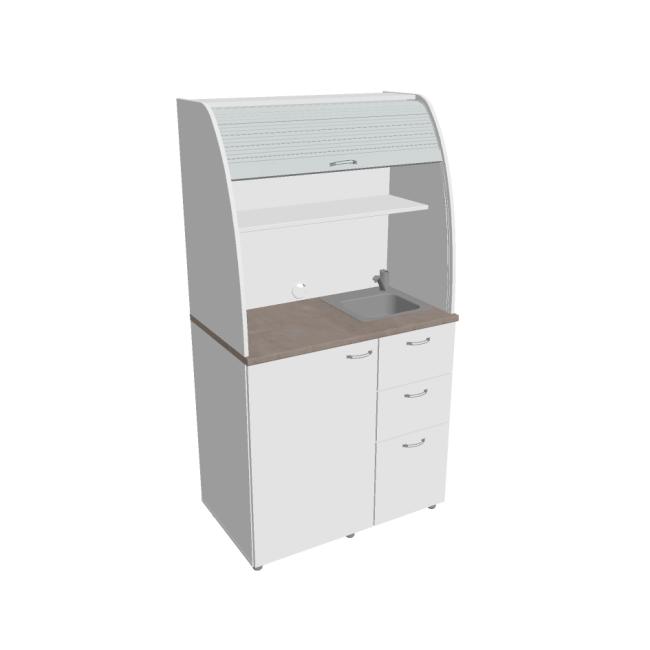 Kuchyňa s drezom, batériou a chladničkou vpravo, 100x189,1x60 cm, biela/biela