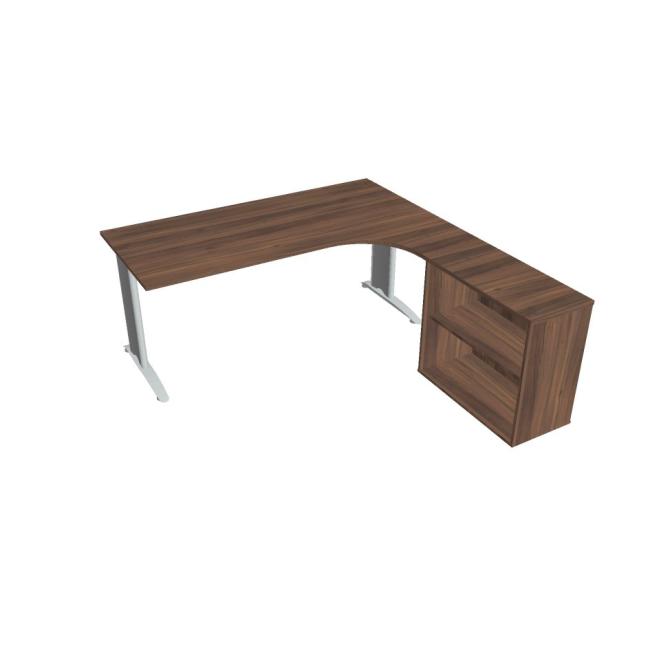 Work desk Flex, ergo, left, 180x75.5x200.0 (80x40) cm, walnut/metal