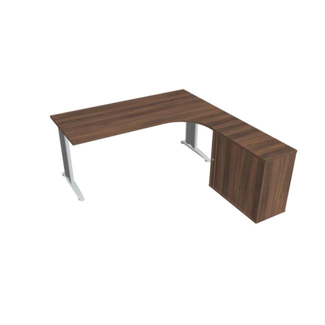 Work desk Flex, ergo, left, 180x75.5x200.0 (80x40) cm, walnut/metal