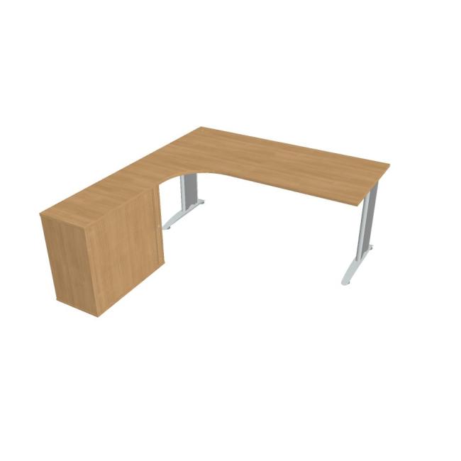 Work desk Flex, ergo, right, 180x75.5x200.0 (40x80) cm, oak/metal