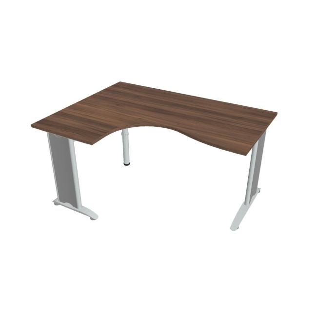 Work desk Flex, ergo, right, 160x75.5x120 (60x80) cm, walnut/metal