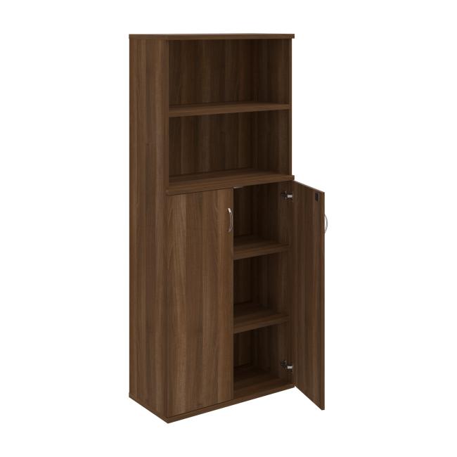 Strong shelf cabinet, lock, 80x192x40 cm, walnut/walnut