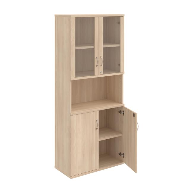 Pevná policová skrinka, zámok, 80x192x40 cm, achát/agát