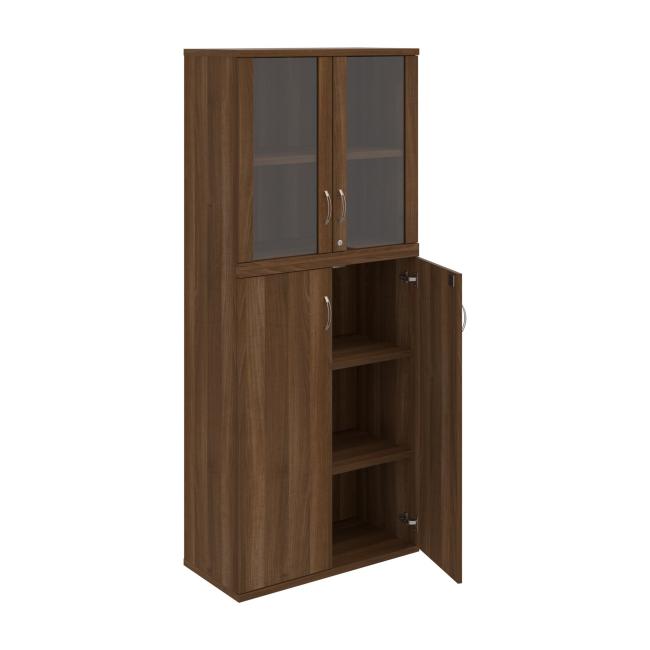 Strong shelf cabinet, lock, 80x192x40 cm, walnut/walnut