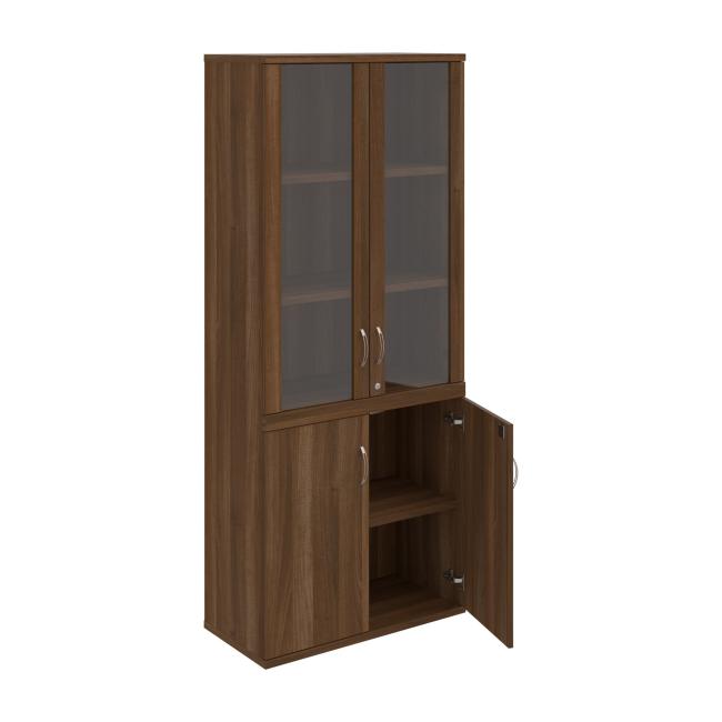 Strong shelf cabinet, lock, 80x192x40 cm, walnut/walnut
