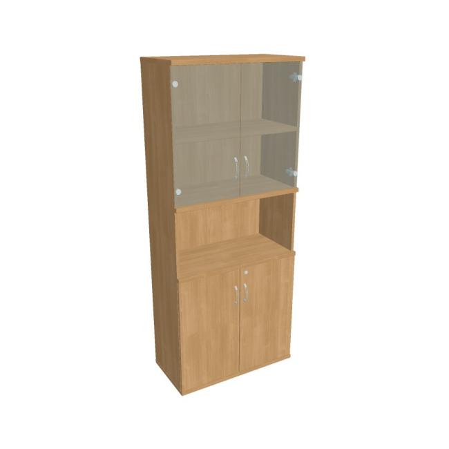 Pevná policová skrinka, zámok, 80x192x40 cm, dub/dub