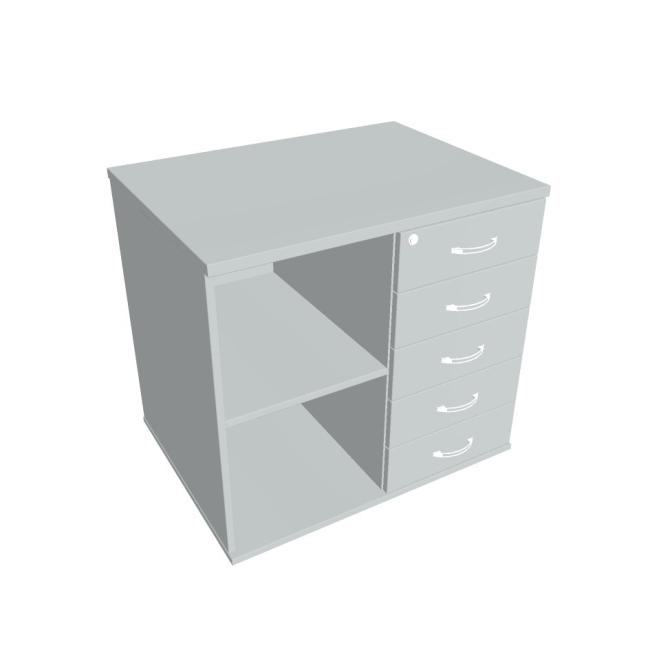 Prídavná skrinka k stolu Hobis, zámok, P, sivá