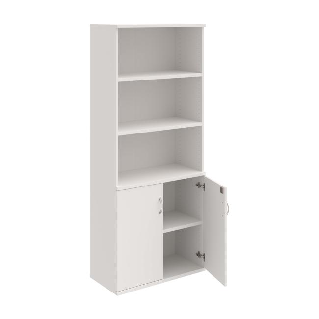 Strong shelf cabinet, lock, 80x192x40 cm, white/white