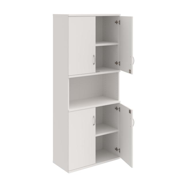 Strong shelf cabinet, lock, 80x192x40 cm, white/white