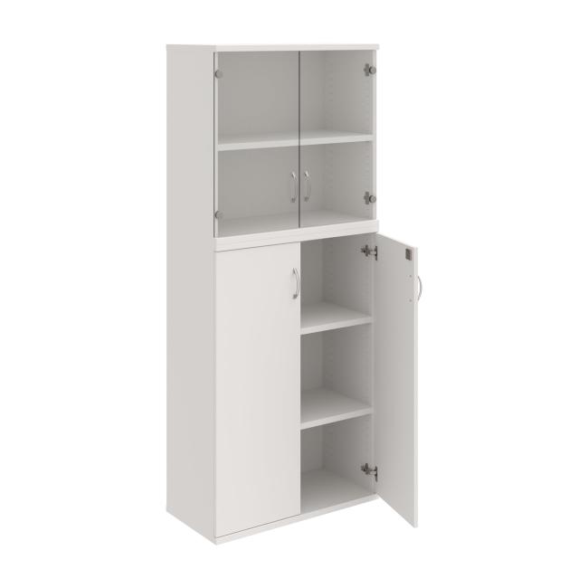Strong shelf cabinet, lock, 80x192x40 cm, white/white