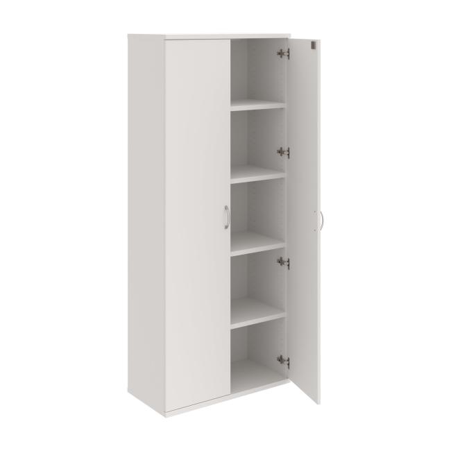 Strong shelf cabinet, lock, 80x192x40 cm, white/white