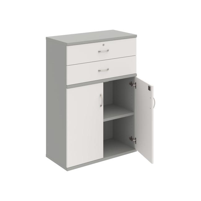 Strong shelf cabinet, lock, 80x115.2x40 cm, white/grey