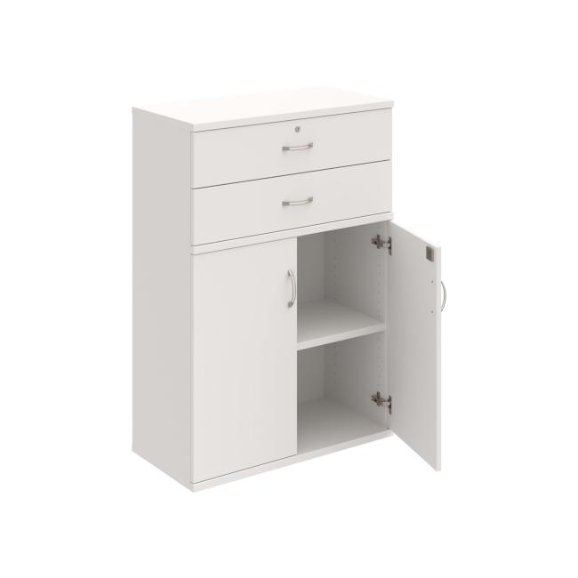 Strong shelf cabinet, lock, 80x115.2x40 cm, white/white