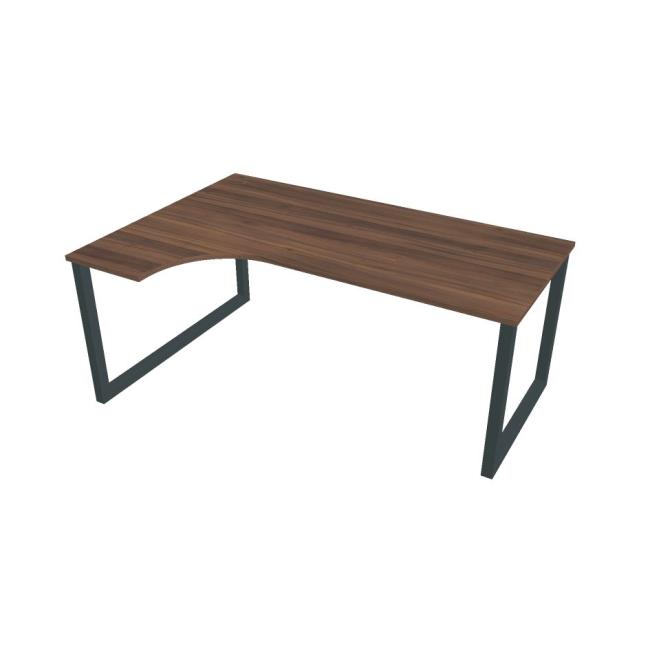 Work table UNI O, ergo, right, 180x75.5x120 cm, walnut/black