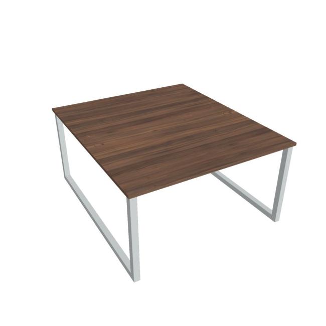 Work table UNI O, 140x75.5x160 cm, walnut/grey
