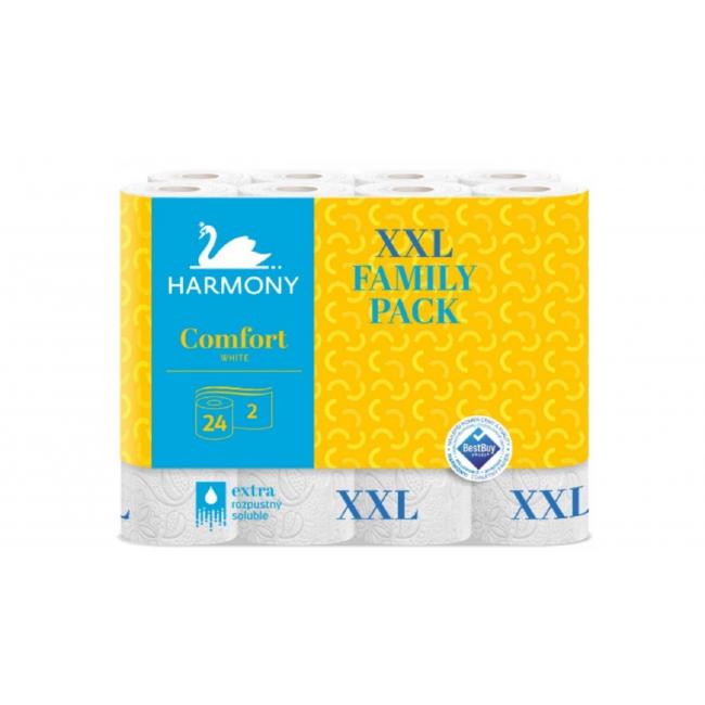 Toaletný papier 2-vrstvový Harmony Comfort biely recyklovaný 24 ks