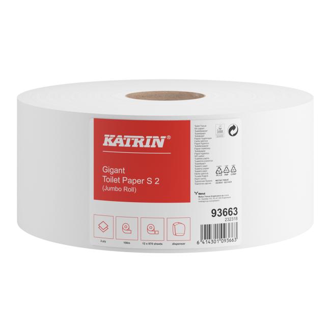 [HY002411] Toilet paper 2-layer KATRIN Plus Gigant Toilet S2 18 cm, cellulose, roll 100 m
