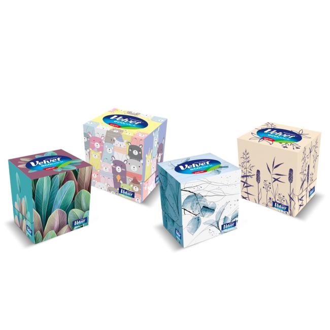Kozmetické obrúsky 3-vrstvové Velvet Cube 56 ks