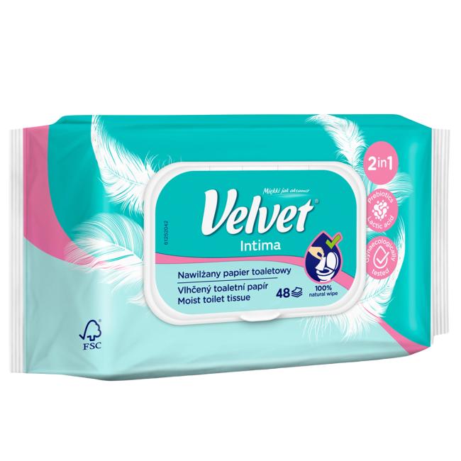 Vlhčený toaletný papier VELVET Intima 48ks