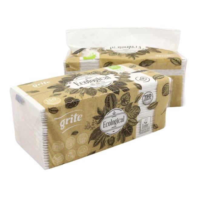 Papierové utierky skladané ZZ 2-vrstvové EKOLOGICKÉ 150 ks