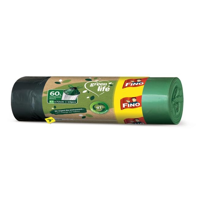 [HY030958] Retractable bags FINO Green Life Easy 60 ℓ, 27 mic., 63 x 72 cm (10 pcs.)