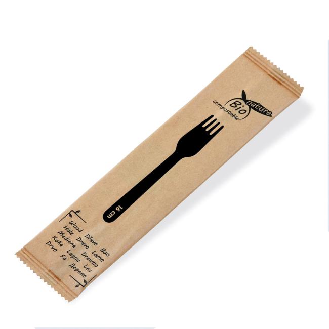 Wooden forks 16 cm individually packed (100 pcs.)